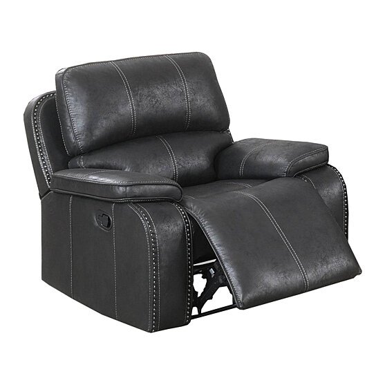 Saltoro Sherpi Leatherette Manual Recliner with Stitched Details